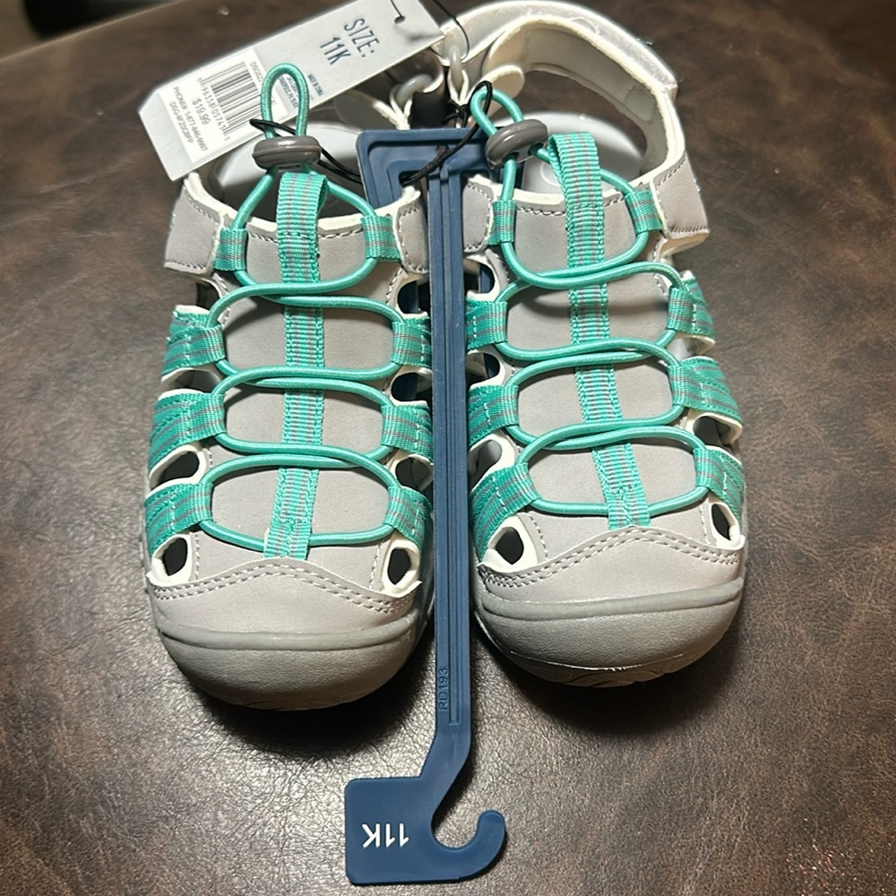 DSG Direct Youth Caged Sandals: GRAY/TEAL: NWT: SIZE 11